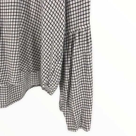 Madewell Bell Sleeve Button Down Shirt Blouse in Black White Windowpane size L - Picture 7 of 15
